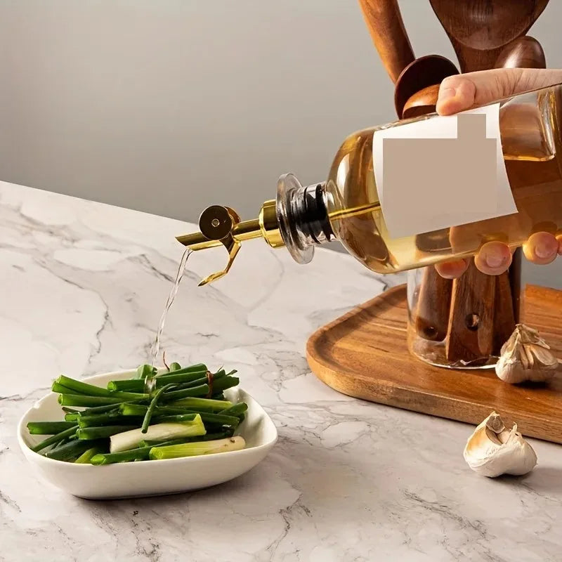 Aceitera de vidrio transparente para aceite y vinagre