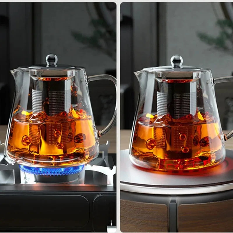 Tetera de vidrio borosilicato con infusor extraíble de acero inoxidable