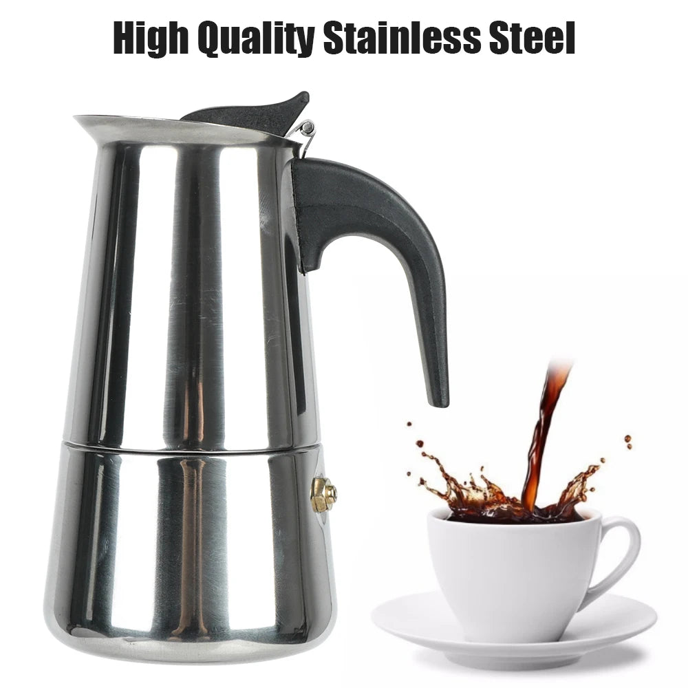 Cafetera italiana de acero inoxidable de 100 a 450 ml
