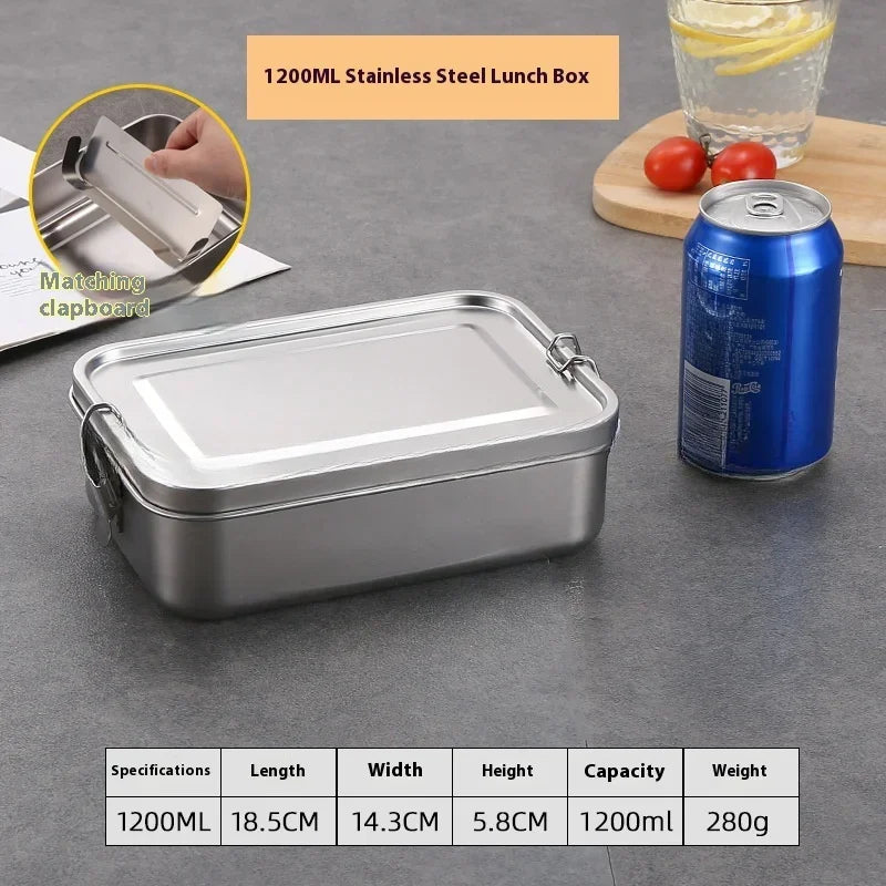 Vianda rectangular de acero inoxidable con cierre por clips